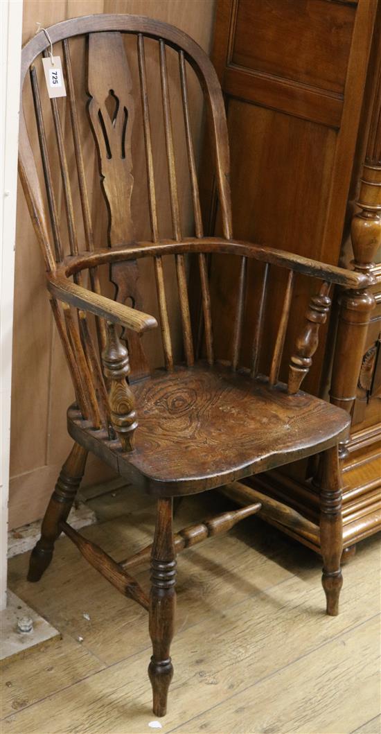 A Victorian stick-back ash, elm and beech high-back Windsor chair